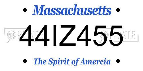 44IZ455 Massachusetts License Plate