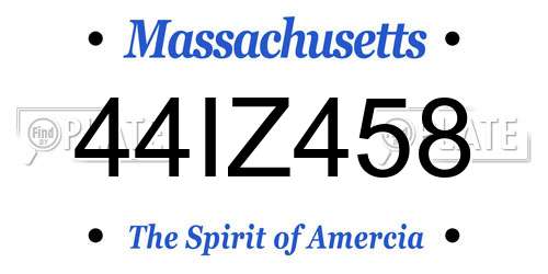 44IZ458 Massachusetts License Plate