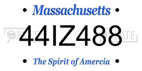44IZ488 Massachusetts License Plate