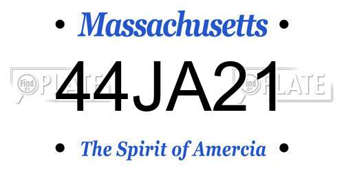 44JA21 Massachusetts License Plate
