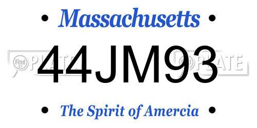 44JM93 Massachusetts License Plate