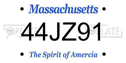 44JZ91 Massachusetts License Plate