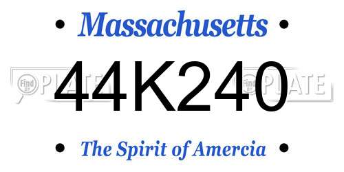 44K240 Massachusetts License Plate