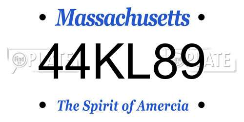 44KL89 Massachusetts License Plate