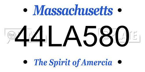 44LA580 Massachusetts License Plate