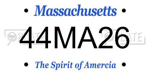 44MA26 Massachusetts License Plate