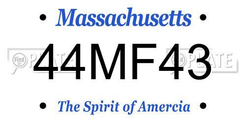 44MF43 Massachusetts License Plate