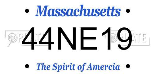 44NE19 Massachusetts License Plate