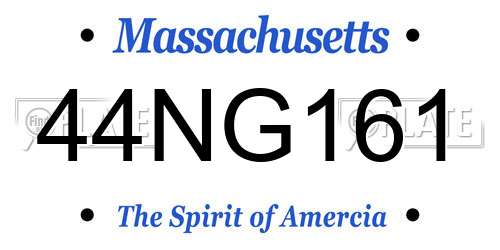 44NG161 Massachusetts License Plate