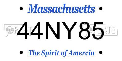 44NY85 Massachusetts License Plate