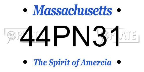 44PN31 Massachusetts License Plate