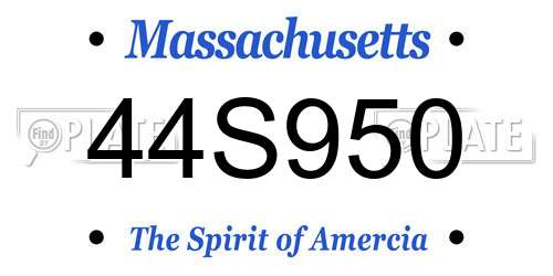 44S950 Massachusetts License Plate
