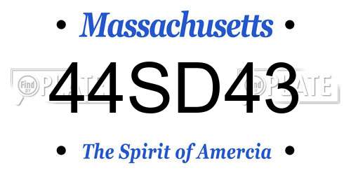 44SD43 Massachusetts License Plate
