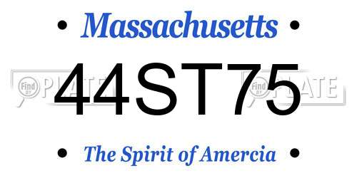 44ST75 Massachusetts License Plate