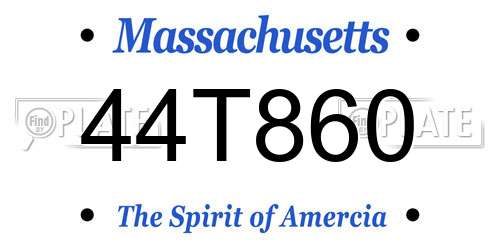 44T860 Massachusetts License Plate