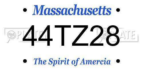 44TZ28 Massachusetts License Plate