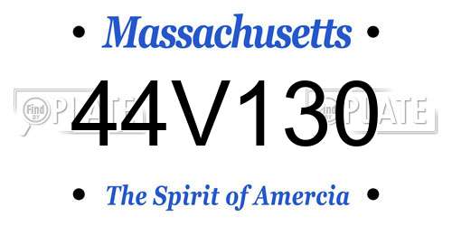 44V130 Massachusetts License Plate