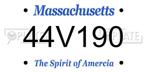 44V190 Massachusetts License Plate