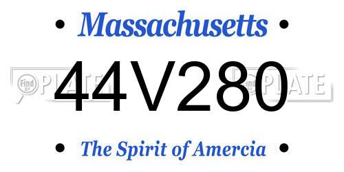 44V280 Massachusetts License Plate