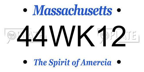 44WK12 Massachusetts License Plate