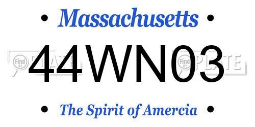 44WN03 Massachusetts License Plate