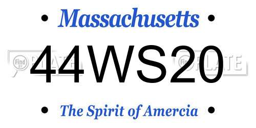 44WS20 Massachusetts License Plate