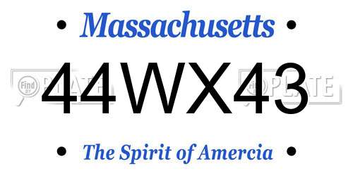 44WX43 Massachusetts License Plate