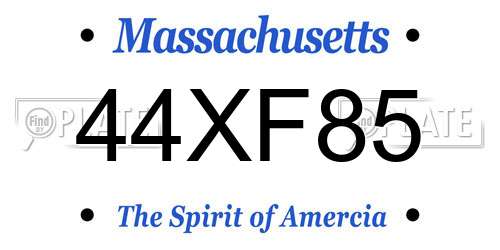 44XF85 Massachusetts License Plate