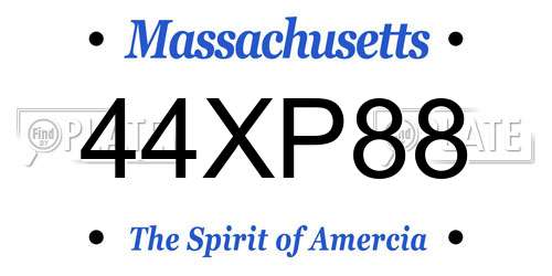 44XP88 Massachusetts License Plate