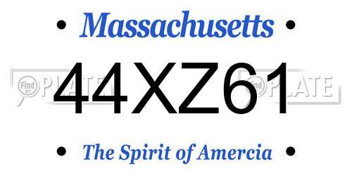 44XZ61 Massachusetts License Plate
