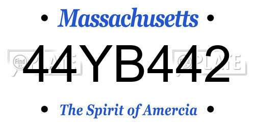 44YB442 Massachusetts License Plate