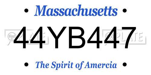 44YB447 Massachusetts License Plate