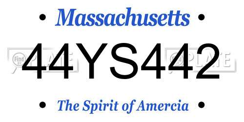 44YS442 Massachusetts License Plate