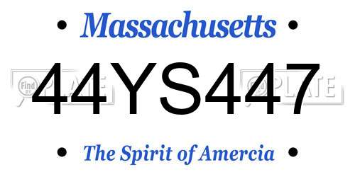 44YS447 Massachusetts License Plate