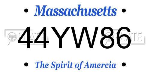 44YW86 Massachusetts License Plate