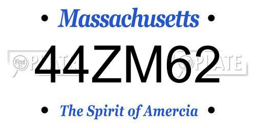 44ZM62 Massachusetts License Plate