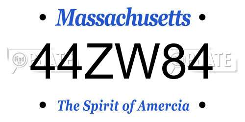 44ZW84 Massachusetts License Plate