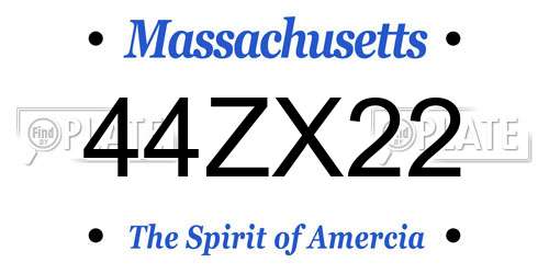 44ZX22 Massachusetts License Plate