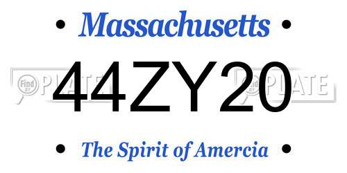44ZY20 Massachusetts License Plate