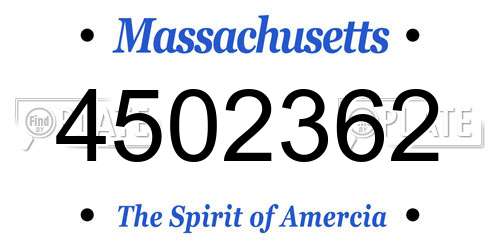 4502362 Massachusetts License Plate