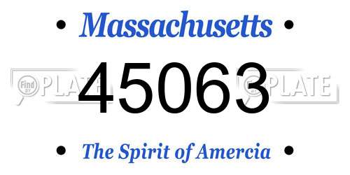 45063 Massachusetts License Plate