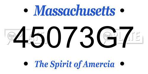 45073G7 Massachusetts License Plate