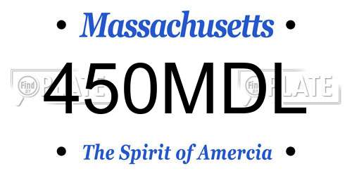 450MDL Massachusetts License Plate