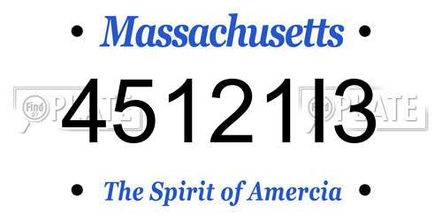 45121I3 Massachusetts License Plate