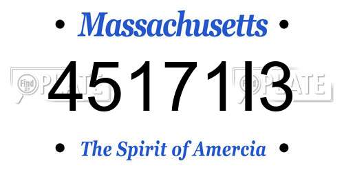 45171I3 Massachusetts License Plate