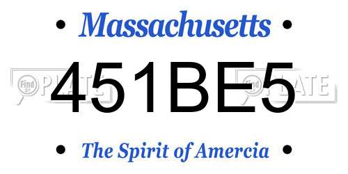 451BE5 Massachusetts License Plate