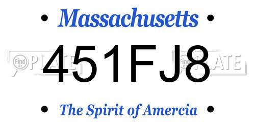 451FJ8 Massachusetts License Plate