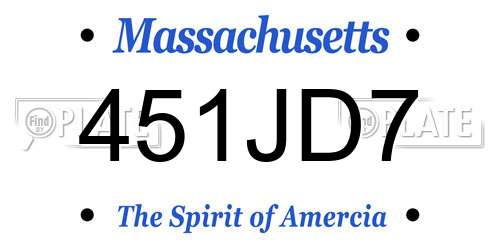 451JD7 Massachusetts License Plate