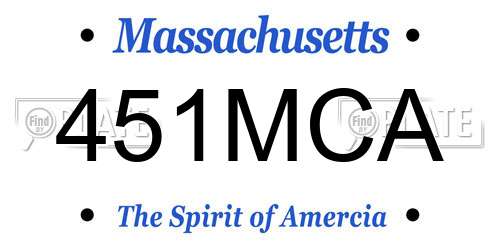 451MCA Massachusetts License Plate