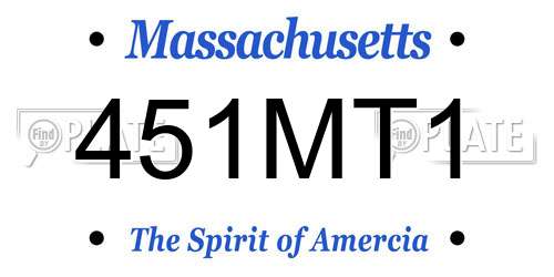 451MT1 Massachusetts License Plate